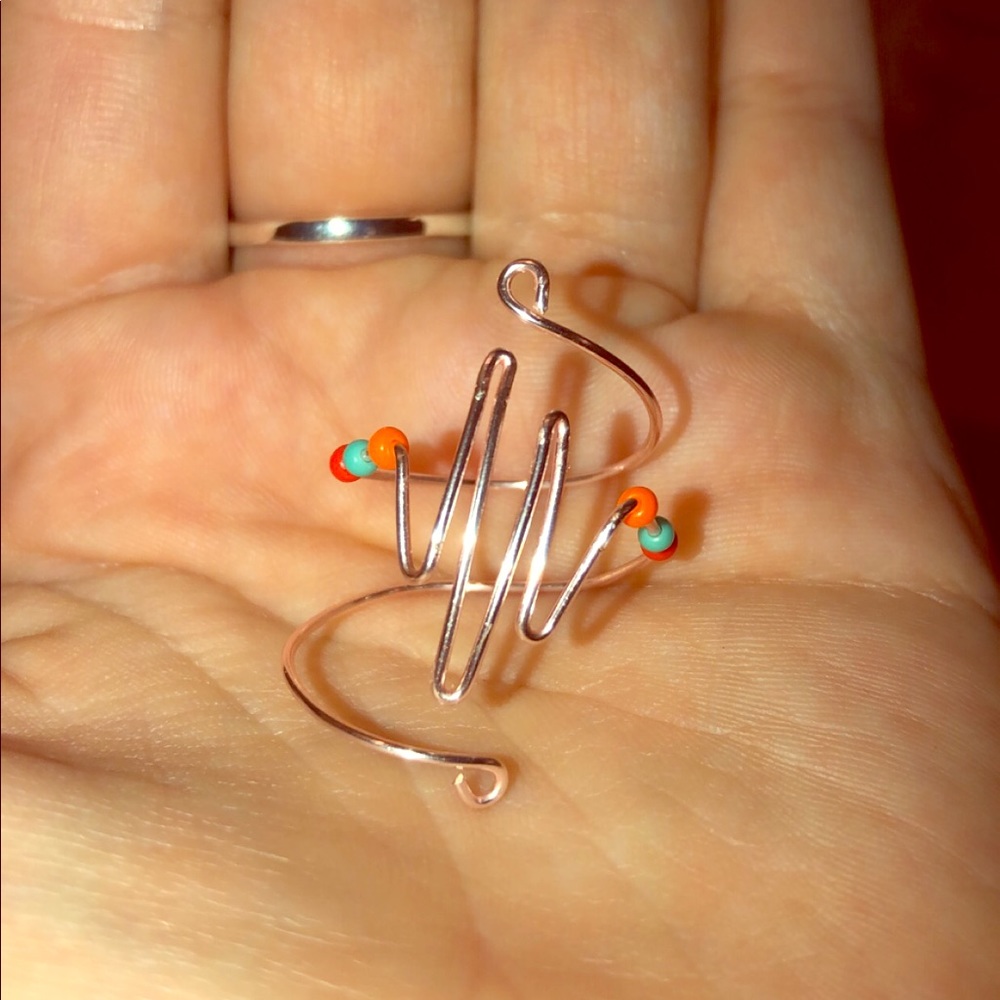 Rose Gold Wire Heart Rhythm Beaded Ring